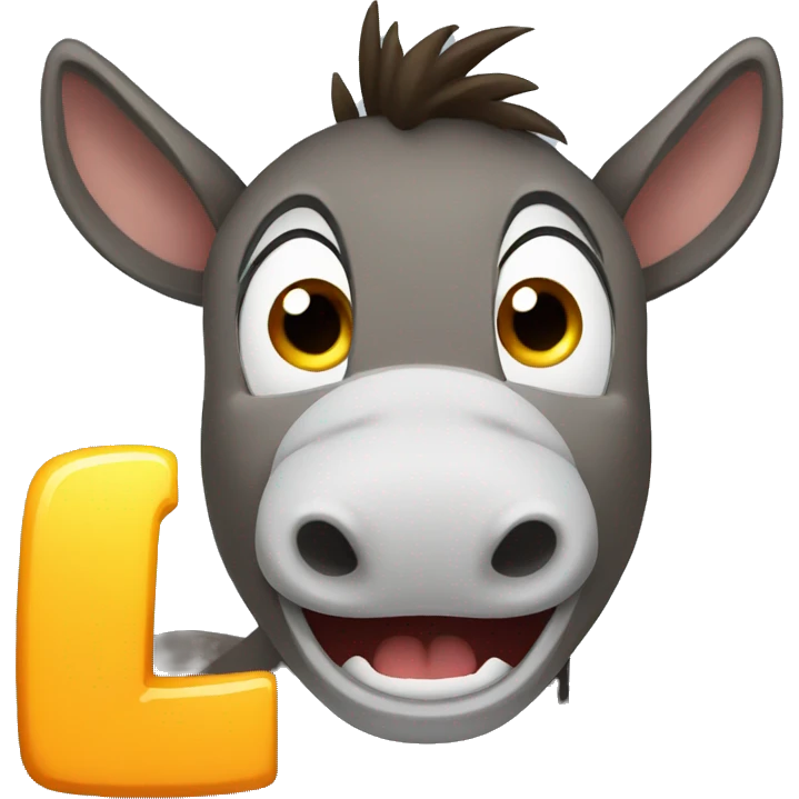 a donkey with a scared expression and making the letter L with its hand emoji