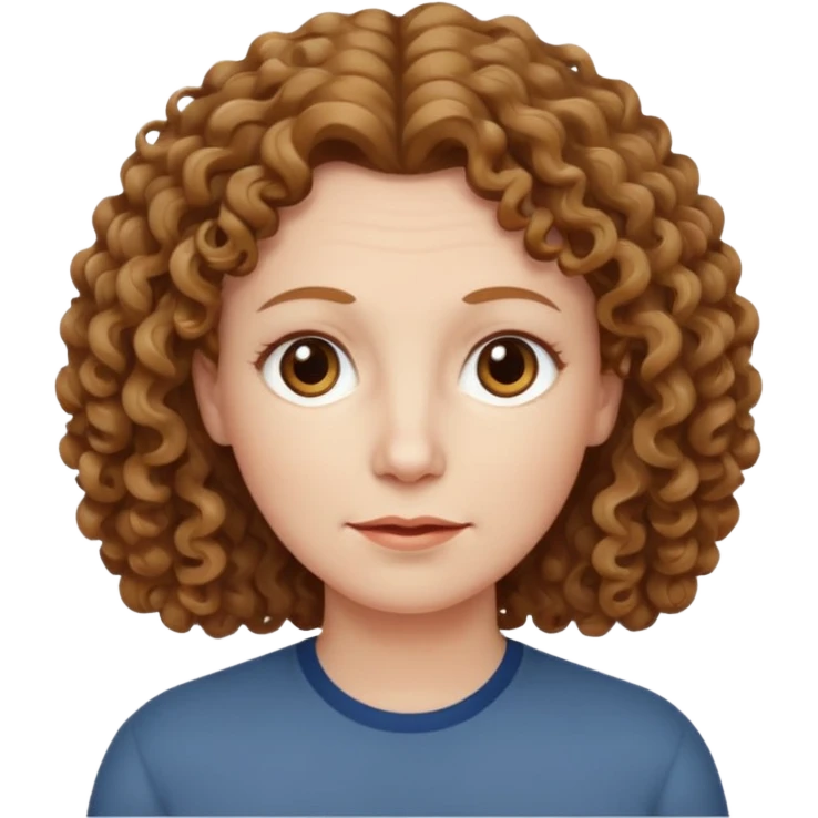 really long hair light brown curly pale skin middle age emoji