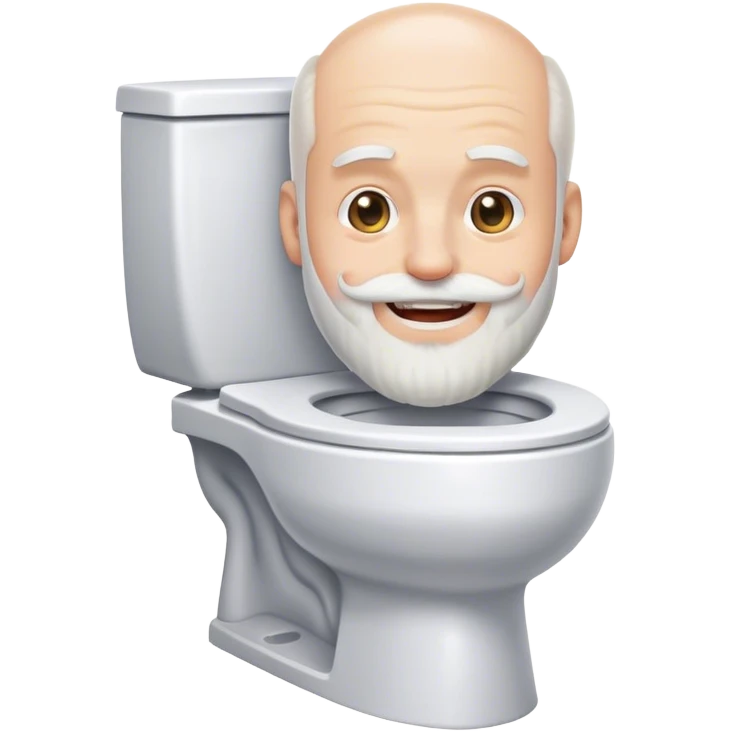 A toilet with a white bearded man’s head sticking out of it, smiling emoji