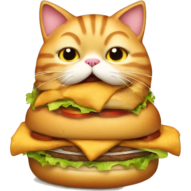 Fat Cat munching on a big burger emoji