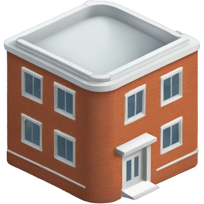 isometric curved redbrick single story meeting hall emoji