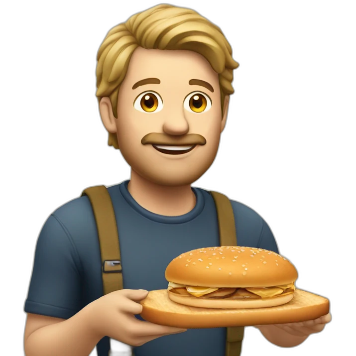 a dutch man eating frikandelbroodje emoji