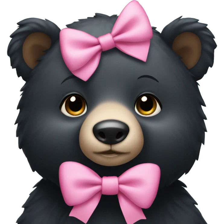 Black bear wearing a pink bow emoji