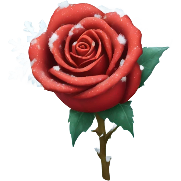 frozen red rose covered with snow emoji