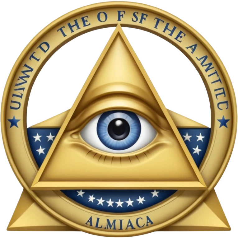 Great seal of the United States of America, the eye into triangle, illuminati symbol emoji