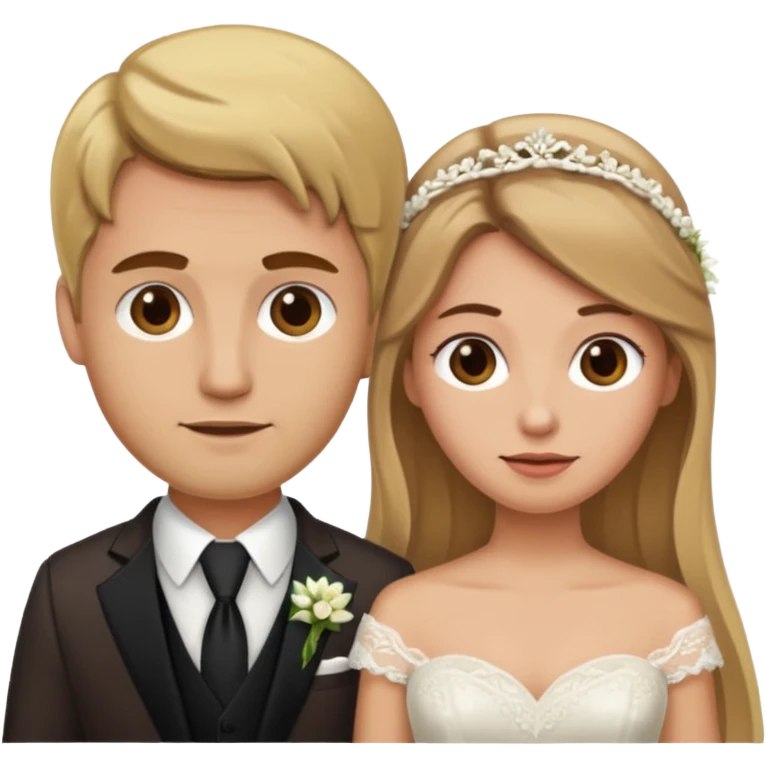 Dirty blonde groom and brown hair bride emoji
