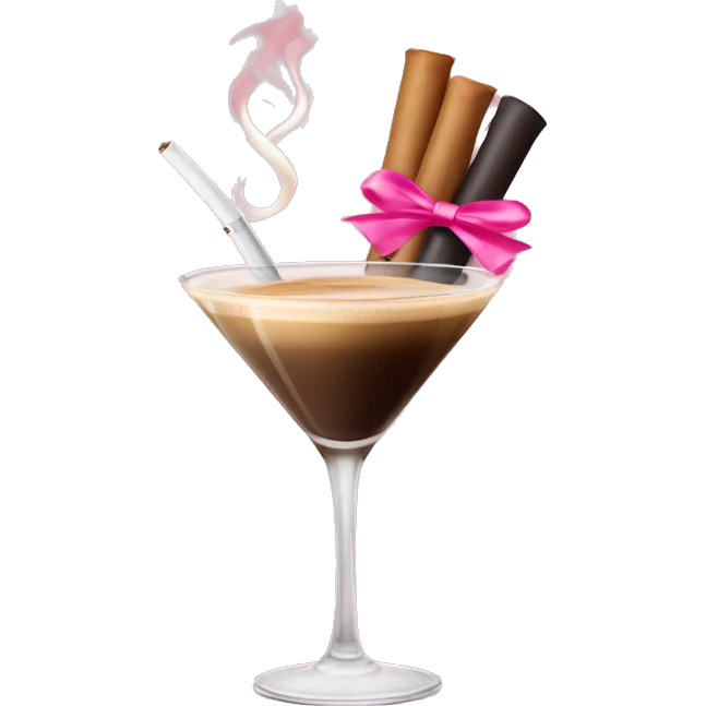 espresso martini and cigarette with pink ribbon emoji