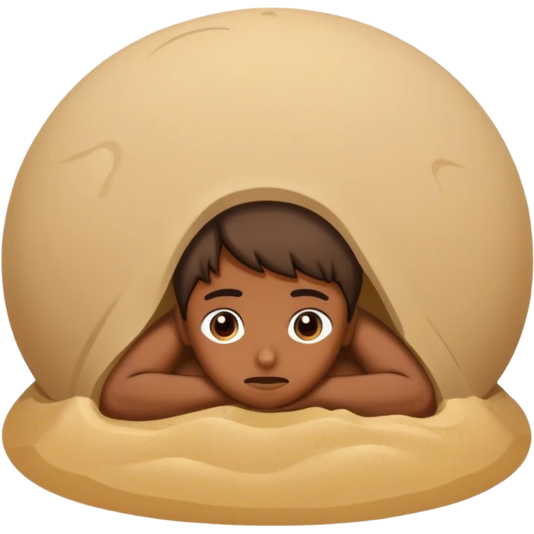Illustrate the idiom, to stick your head in the sand.  emoji