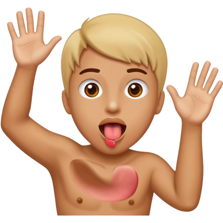 tongue out with hands diving to the wide  emoji
