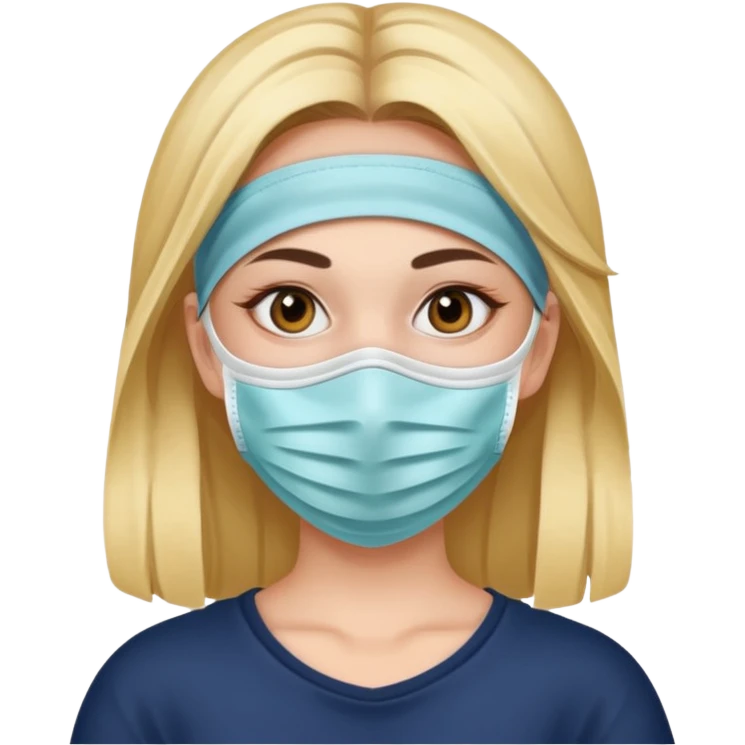 Una chica con mascarilla en la cara  emoji