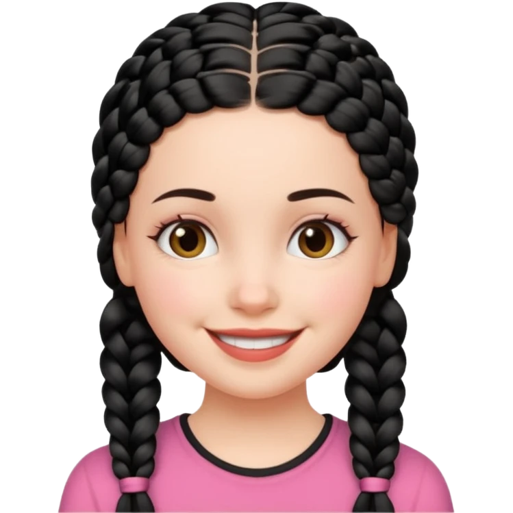 white girl full black braids emoji