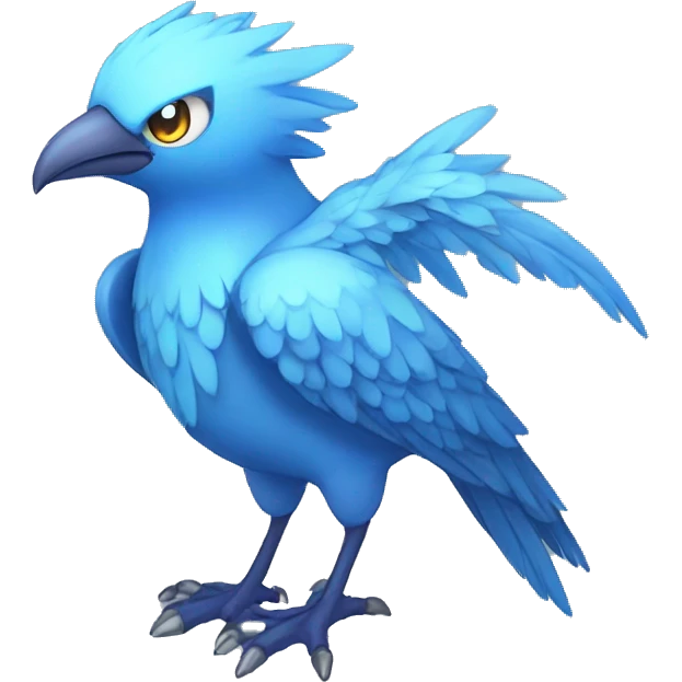 Edgy Fantasy legendary blue bird water-type-Hydro-Phoenix-avian Fakemon full body emoji