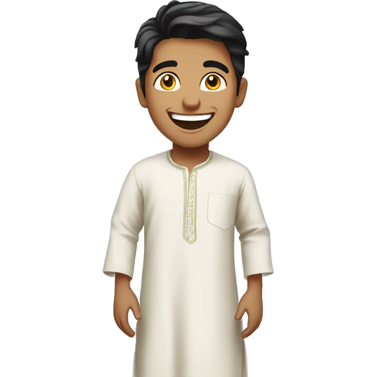 a pakistani boy, wearing shalwar kameez, laughing emoji