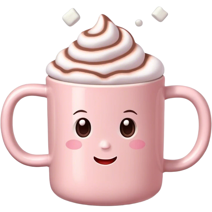 Light Pink mug of hot chocolate with marshmallows  emoji