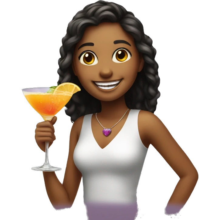smiling girl enjoying cocktail  emoji