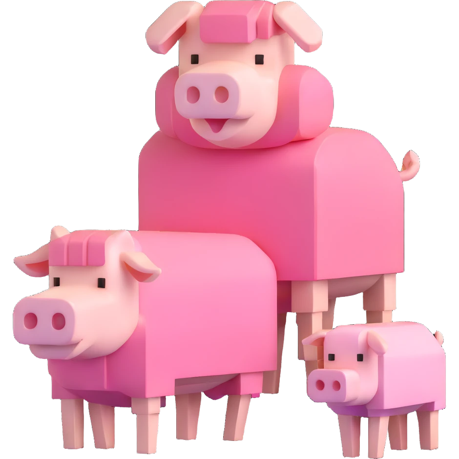 Minecraft style sheep and a blocky pig friend together emoji