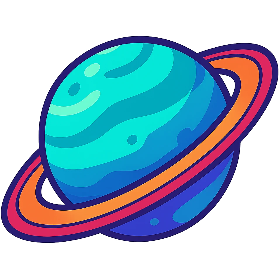 the planet Uranus with its rings, stylized, vibrant colors, no text, cartoon style emoji
