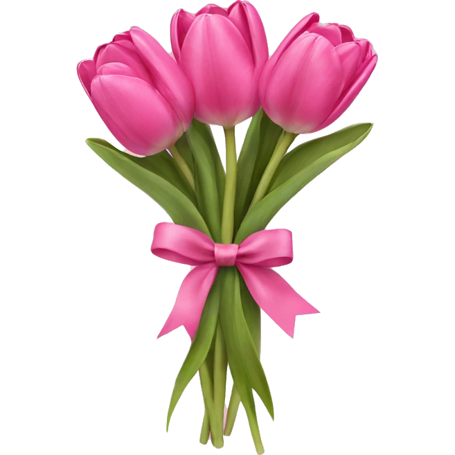 Pink tulips with a bow emoji