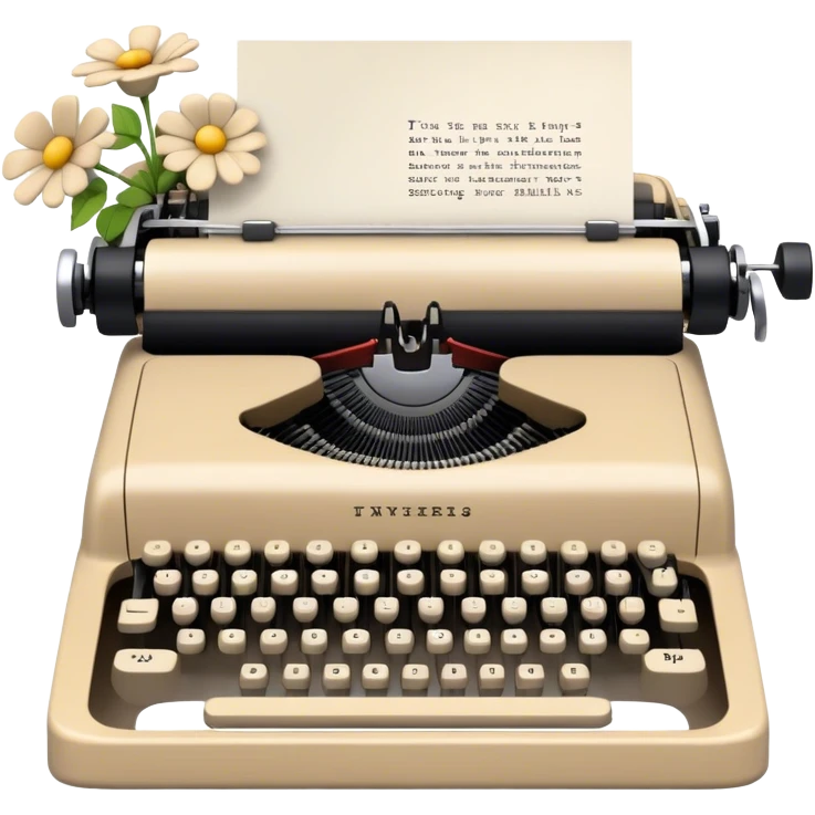 beige typewriter and flowers emoji