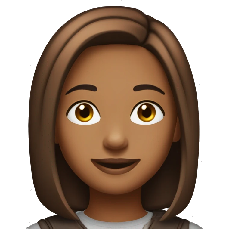 serena joy. Happy face. Middle parting Reddish brown layered bob hairstyle. Straight hair. Brown eyes. Dark brown skin emoji
