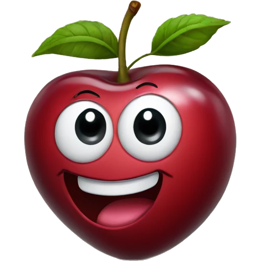 Cherry with happy face emoji