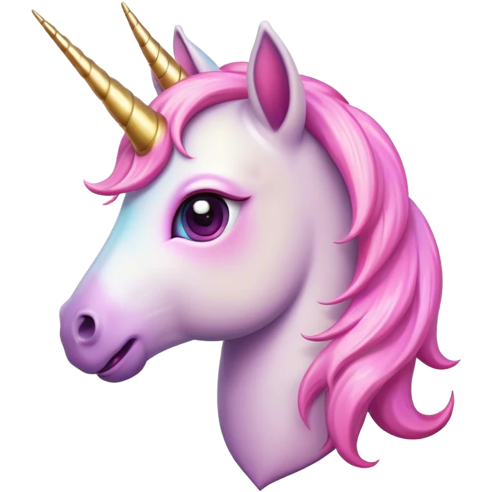 Cinematic Comical Unicorn Pony Portrait Emoji, Head tilted dramatically with an exaggeratedly amused expression, featuring a compact, magically adorned form with a sparkling tiny horn, wide, comically expressive eyes full of playful disbelief, and a subtly animated mane, Simplified yet hilariously expressive features, highly detailed, glowing with a slightly sassy pastel glow, high shine, dramatic yet playful, stylized with an air of cheeky magical mischief, soft glowing outline, capturing the essence of a meme-worthy unicorn pony that looks ready to trot its way into viral fame! emoji