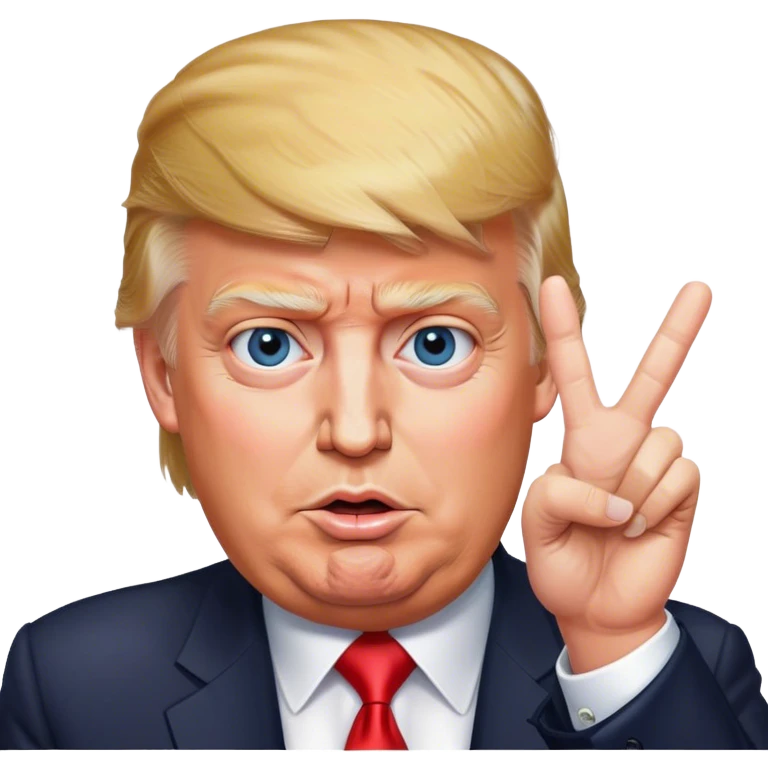 Super-realistic Donald Trump shows victory sign, realistic face emoji