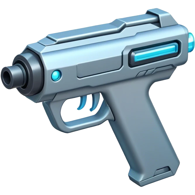 Clash of Clans aesthetic: Cinematic Playful 3D Isometric Laser Gun Emoji, rendered in a 3D vector-style similar to standard emojis with minimal shading and bold, simplified shapes. A compact, distinct form with signature details, softly glowing with a futuristic sci-fi warfare charm. Simplified yet unmistakably iconic, highly detailed and consistent, glowing with a soft radiance and high shine. Stylized with a touch of high-tech brilliance and a soft glowing outline, capturing the essence of a beloved gaming relic with a friendly, playful manner! emoji