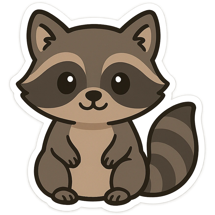 raccoon white background sticker emoji