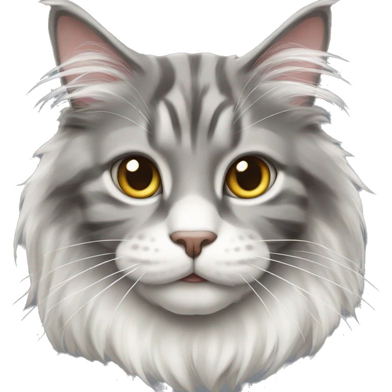 A gray-and-white Maine Coon cat  emoji
