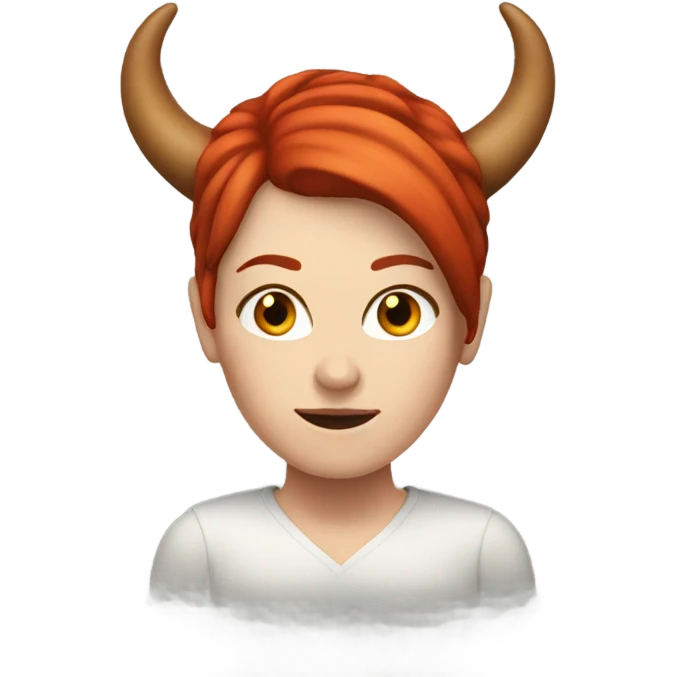  A White woman with red hair and black horns emoji