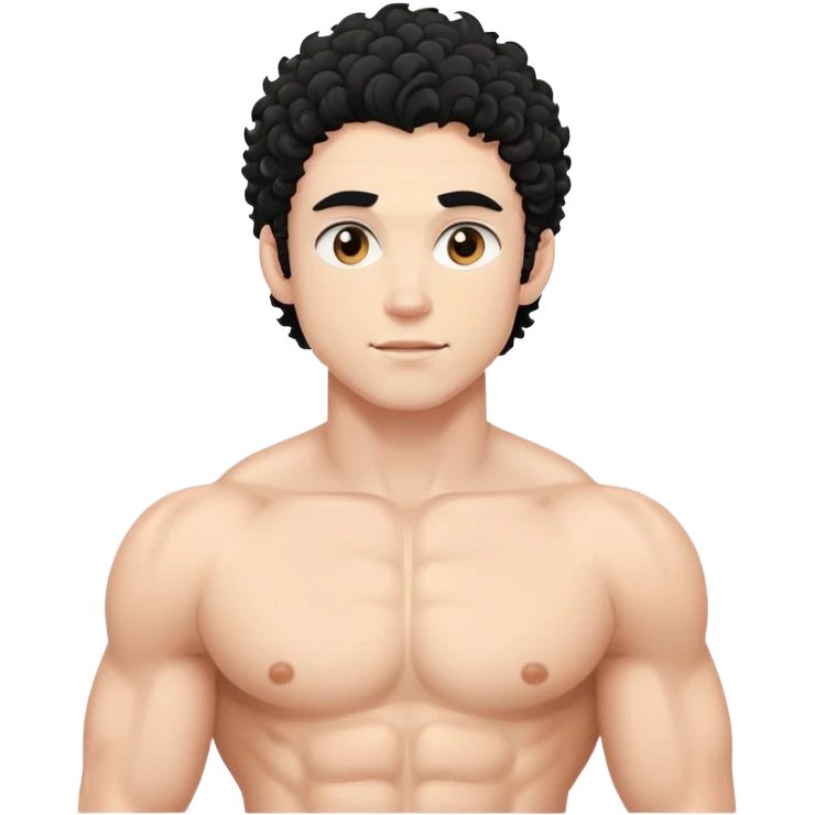 shirtless male athlete with white skin and curly black hair emoji