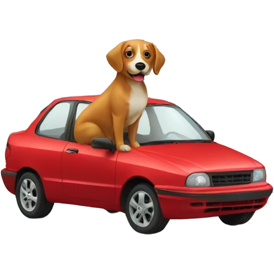 Red car with dog  emoji