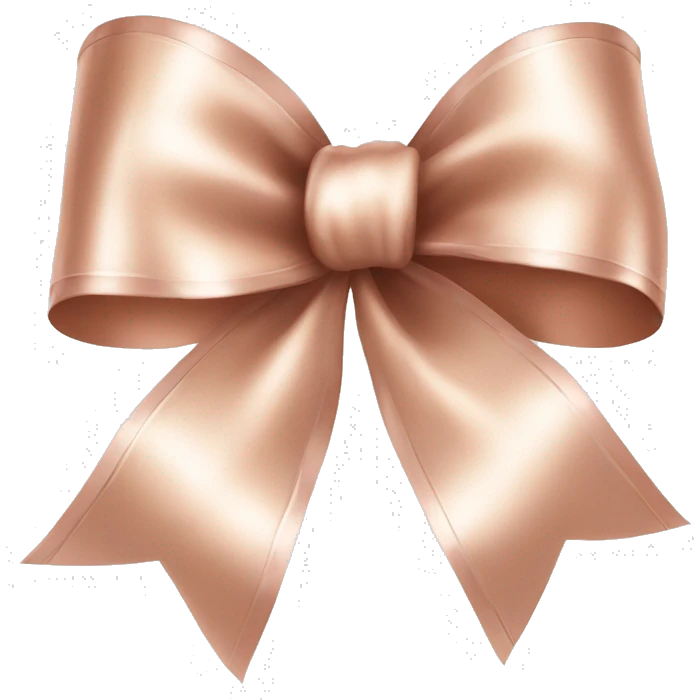 Realistic isolated rose gold ribbon bow with edges of the bow lined with white fur. emoji