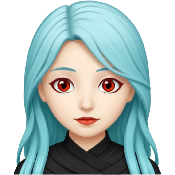 Long Cyan Haired Light Red Eyes White Skin Arabic American Girl Named Zackie Hatzune Kubota emoji