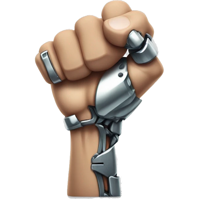 Cyborg arm and bicep with flexing shock emoji