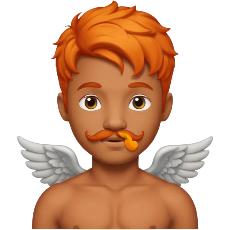 Black cupid with orange hair and mustache emoji