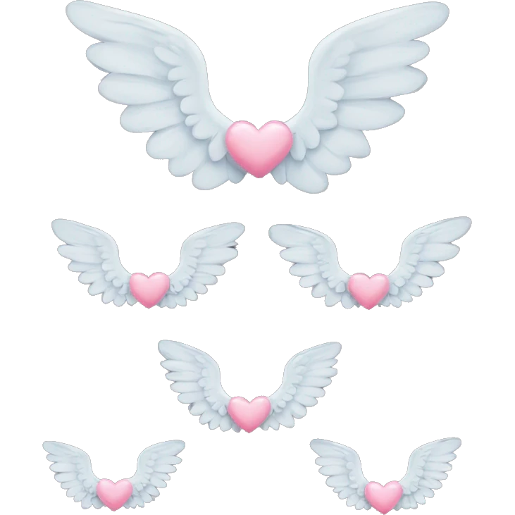 cute angel wings w bows and hearts emoji