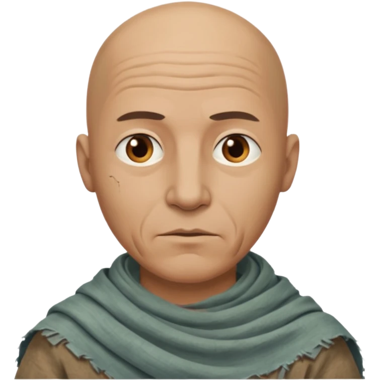 ancient man bold head, tattered cleopath skin cloth emoji