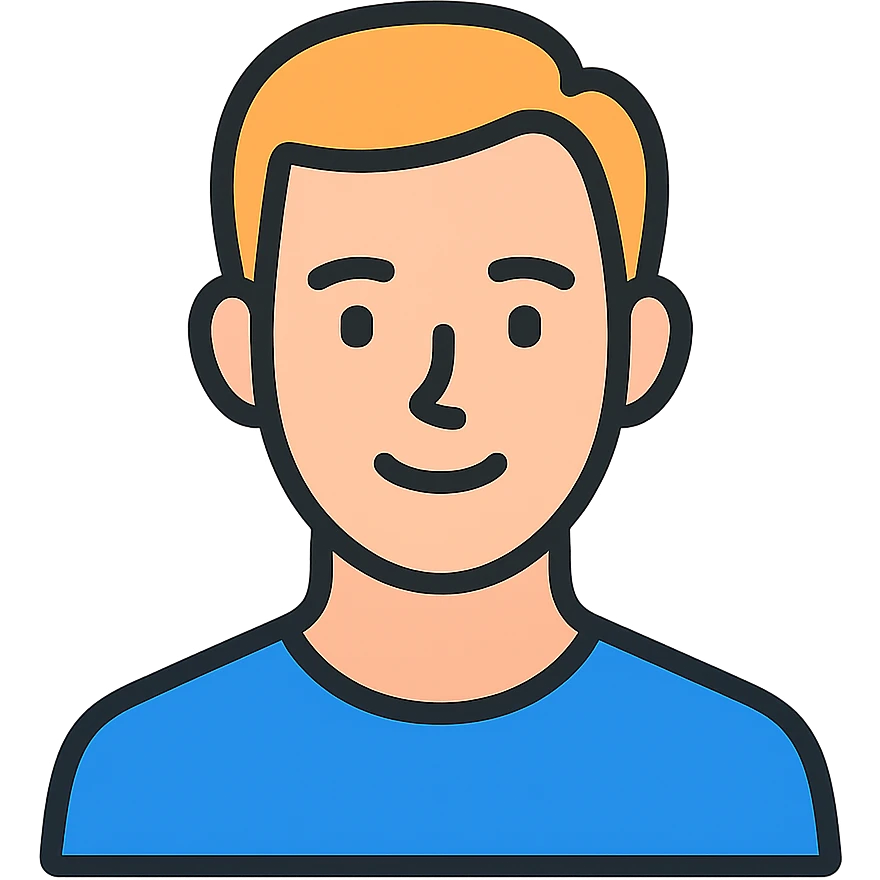 headshot of a Caucasian man, icon style, color outlined emoji