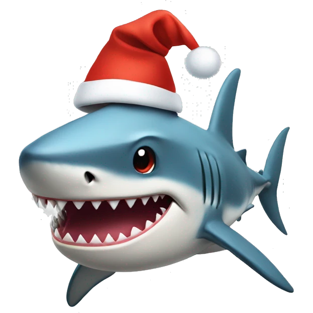 Shark wearing a christmas hat  emoji