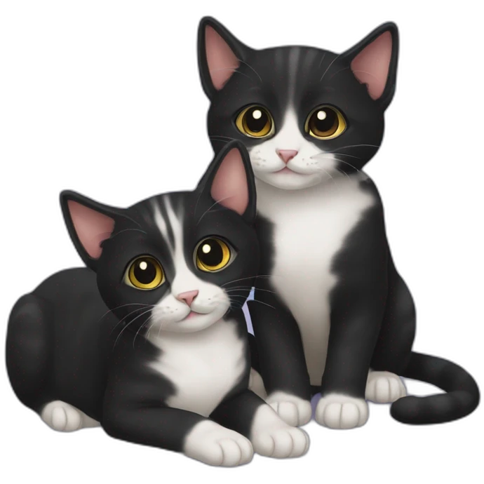 two-cats-bengali-cat-cat-black-kitten-together emoji