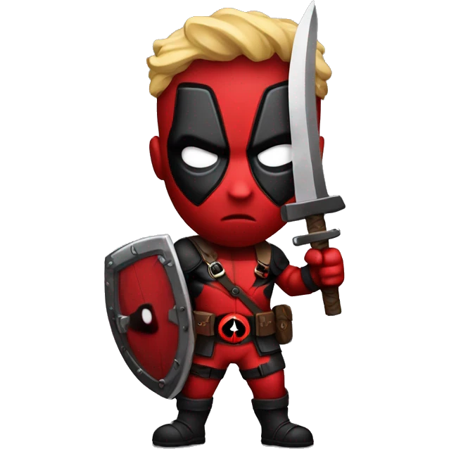 Deadpool holding Viking shield emoji