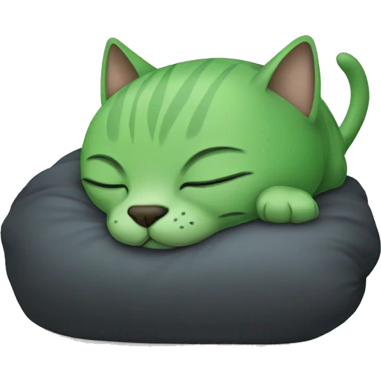 A sleeping green cat emoji
