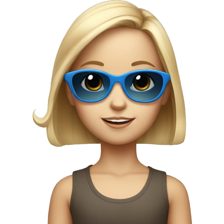 4 year old white girl with blue sun glasses emoji