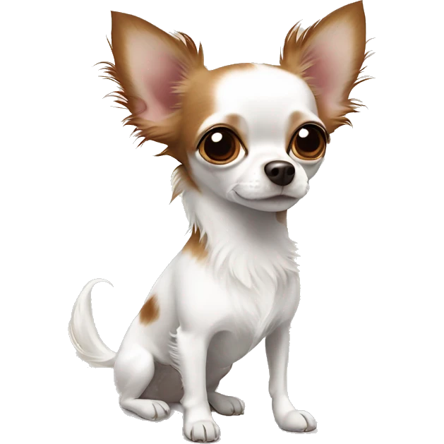 Long-haired white Chihuahua with reddish brown markings wearing pajamas emoji