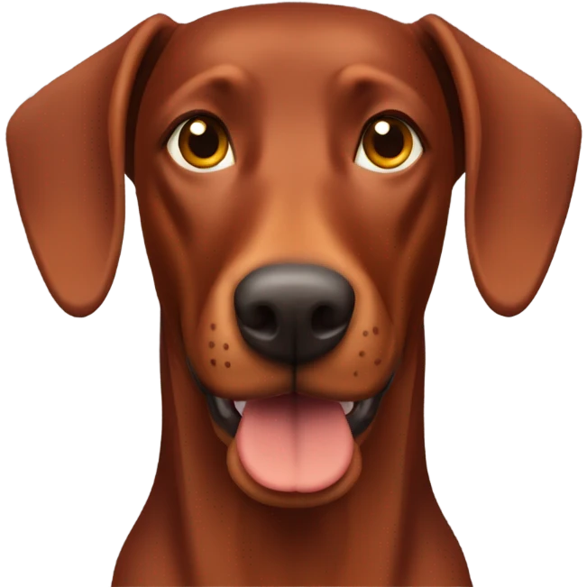 Red Doberman without cropped ears face facing front happy expression  emoji