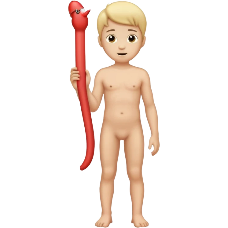 naked kid standing with his big penis emoji
