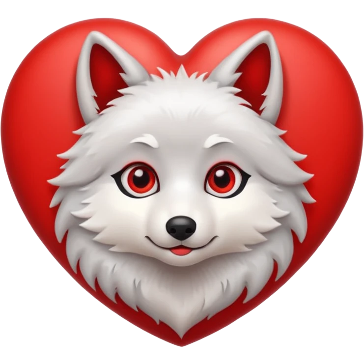 cute wolf inside heart emoji
