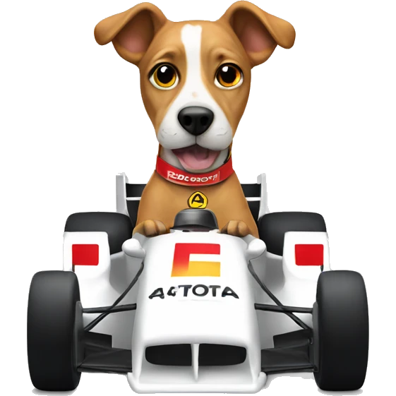 Dog in a f1 car emoji